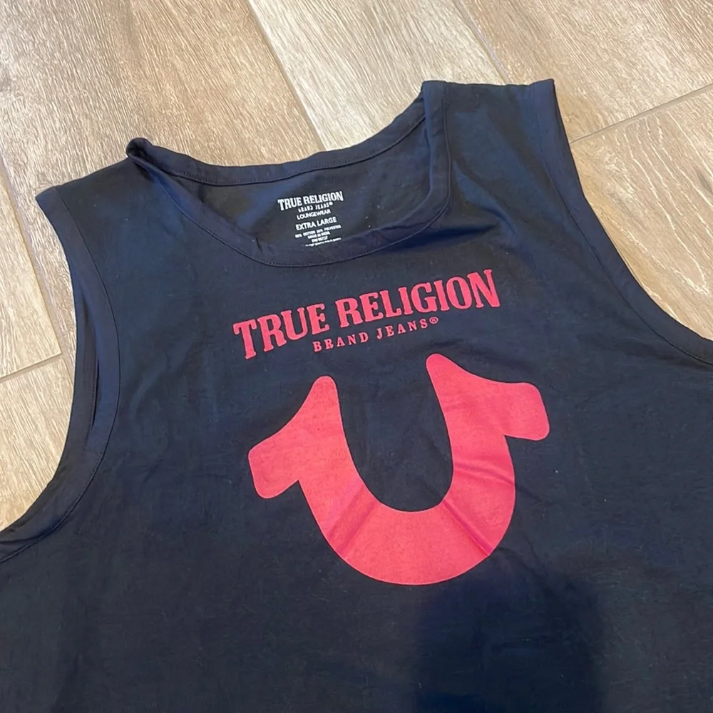 XL True Religion Sleeveless Black/Red Tank Top Size XL